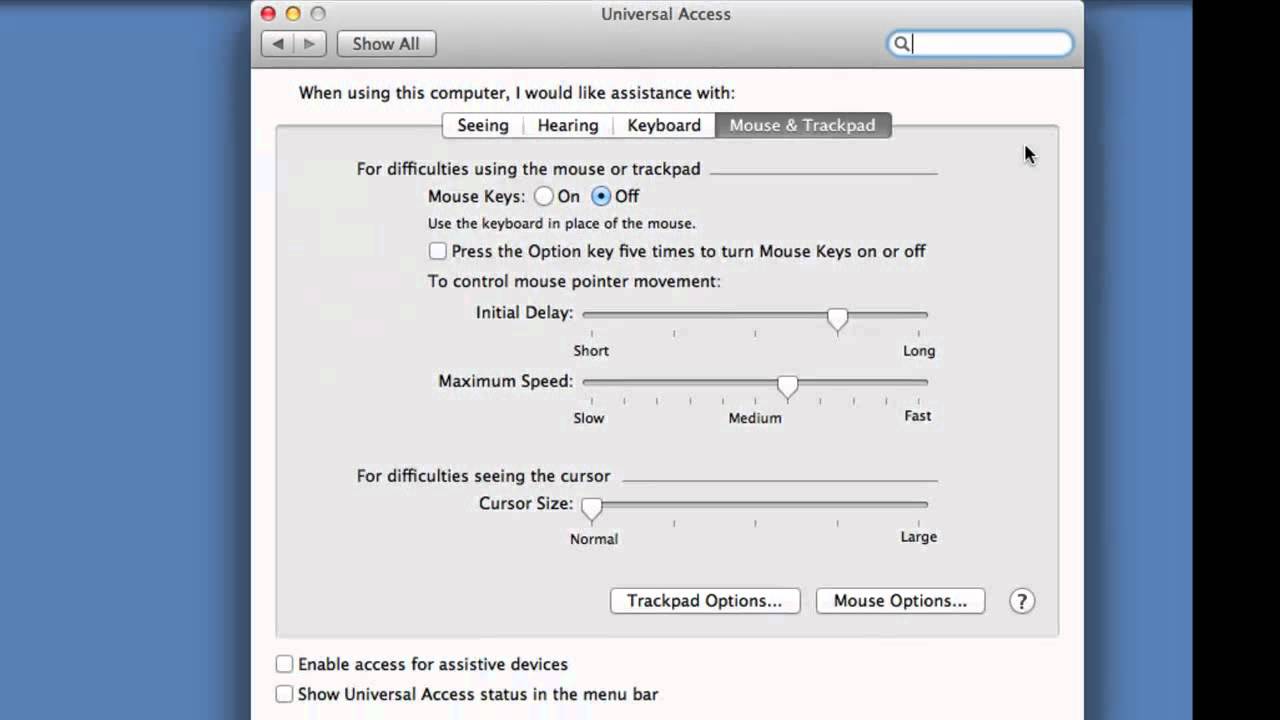 mac os x access for assistive devices